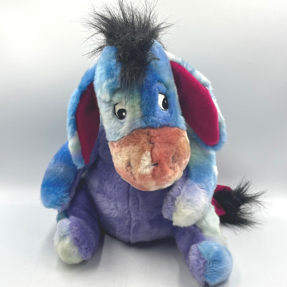 Ice Cream Eeyore Disney Store Plush Tie Dye Blue Purple 14" Stuffed Toy EUC Pooh